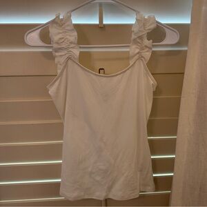 Versona White Tank Top with Ruffle Sleeves